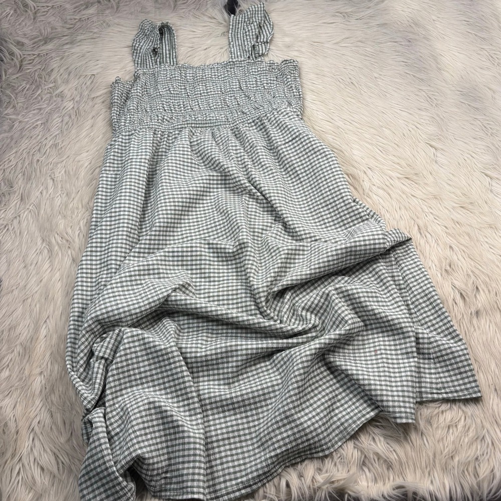 Old Navy Women's XL Green Gingham Lightweight Midi Dress Cottagecore Preppy